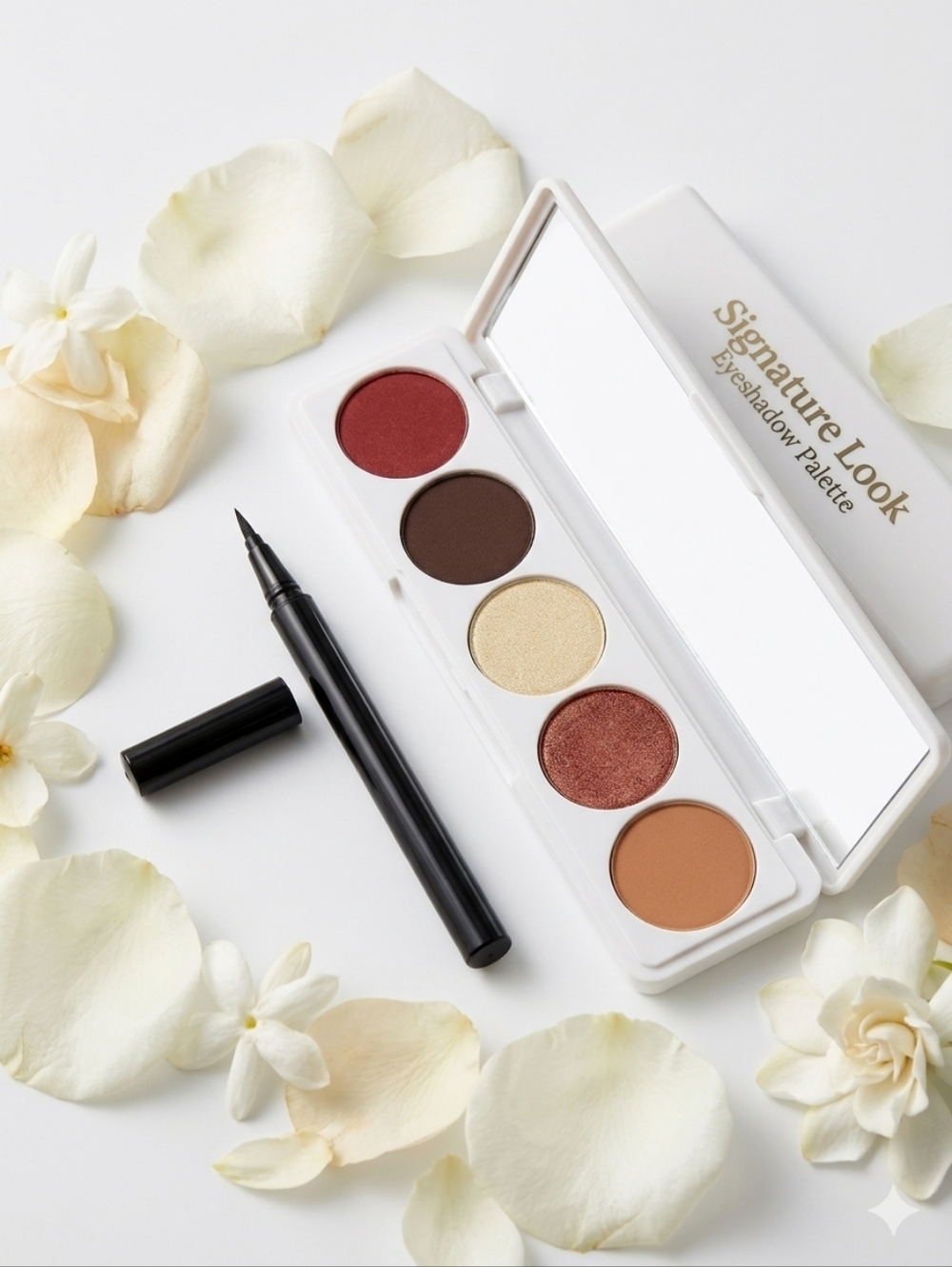 Signature Look White Eyeshadow Palette with Black Eyeliner Pencil
